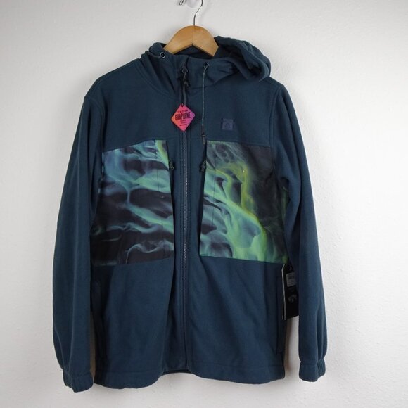 Billabong A/Div Canyon Graphene Hooded Jacket Fleece Mens Small Blue Green - Picture 2 of 10